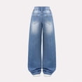 thumbnail image 4 of YUANxueke Girls High Waist Jeans Fashion Straight Wide Leg Denim Pants Casual Fall Winter Outfit Trousers, 4 of 8