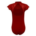 thumbnail image 3 of iixpin Kids Girls Floral Lace Sleeve Ballet Dance Unitard Gymnastics Leotard Sports Jumpsuit Bodysuit Dancewear Burgundy 13-14, 3 of 6