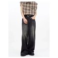 thumbnail image 1 of Pantalones vaqueros para mujer, estilo americano, sencillos, retro, degradados, combinables, encantadores, informales, holgados, de calle, elegantes, de pierna ancha, para estudiantes, nuevos, 1 of 6