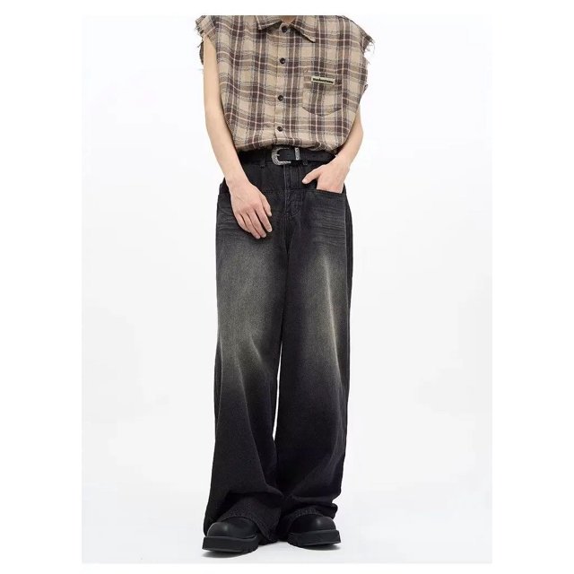 Pantalones vaqueros para mujer, estilo americano, sencillos, retro, degradados, combinables, encantadores, informales, holgados, de calle, elegantes, de pierna ancha, para estudiantes, nuevos