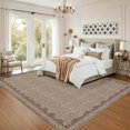 thumbnail image 3 of Nanan 8'x10' Scalloped Edge Area Rug, Machine Washable Low-Profile Woven Carpet, Non-Slip Soft Textured Rug for Living Room Bedroom Nursery Home Decor,Coffee, 3 of 8