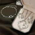 thumbnail image 3 of Daolelai Heart Shaped Bracelet Necklace Earrings Jewelry Set, 3 of 7