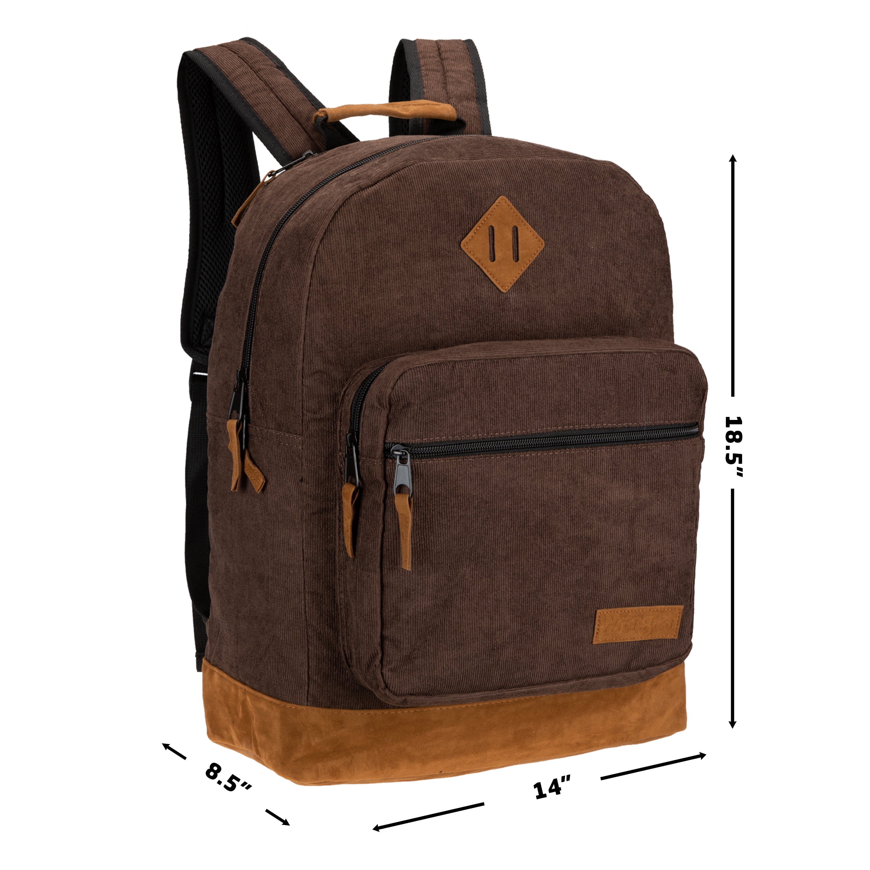 Wrangler Yellowstone Backpack, Classic Logo Resistant Padded Sleeve, All Ages, Dark Brown Cord