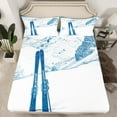 thumbnail image 2 of jejeloiu Sketch Artwork Twin Sheet Set,Snowboard Ski Sports White Blue,Cozy Decor For Kids,3-Piece, 2 of 7