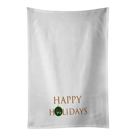 

Polish Lowland Sheepdog Dog Happy Holidays White Kitchen Towel Set of 2 19 in x 28 in