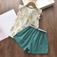 thumbnail image 6 of Rgdypko Girls Dresses Summer Girls Pineapple Print Small Flying Sleeve Shirt Solid Color Lace Up Shorts Two Piece Set Party Dresses, 6 of 8