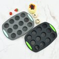 Silicone Muffin Pan 12 Cups Mini Size NonStick, Easy Pop Out, BPA