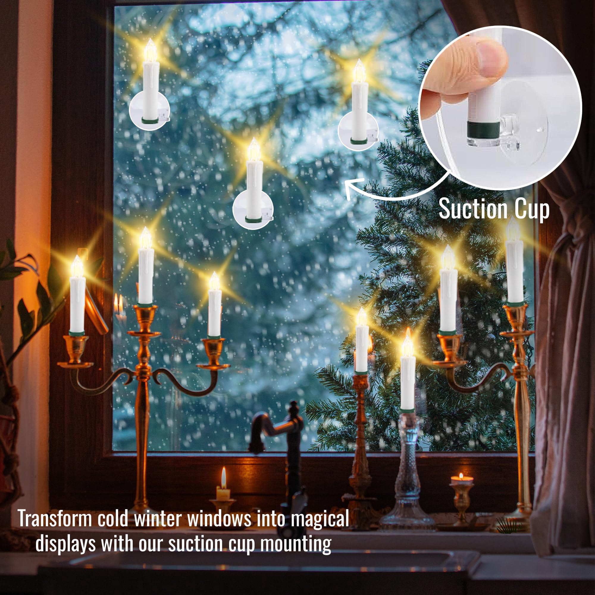 WYZworks 20 Pack 3.5" Battery Operated Flameless Flickering Clip-On Mini Candle w/Remote Controller, Timer Function, Drip Effect, Decorative Ornaments for Christmas Trees, Wreaths