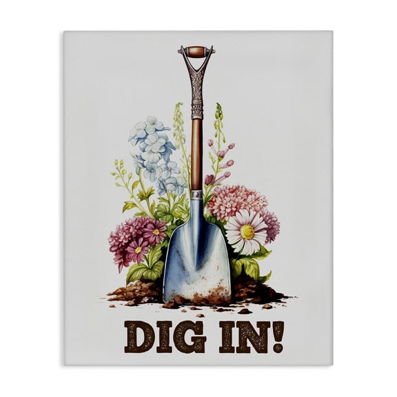 Stupell Industries Farmhouse Dig In Gardening Phrase Canvas Art, 16 x 20, by Karen Smith