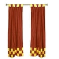 thumbnail image 3 of 4 Pc Set Indian Sari Curtains & Cushion Covers - Boho Tab Top  - Rust 96", 3 of 5