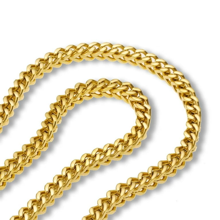 Stainless Steel Byzantine Chain Link Necklace 18K Gold Plated