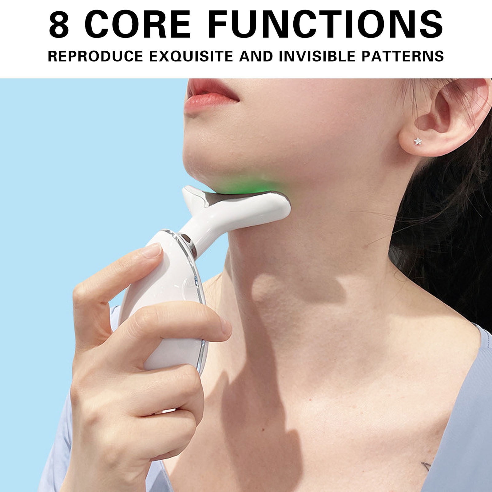 Momihoom Face and Neck Massager, 3 Color Led Face Neck Massager, Multifunctional Facial Skin Care Tool, Ideal for Home Skin Care