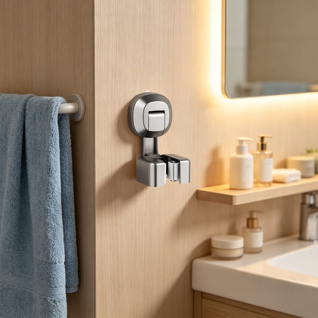 Suction Cup Mop Holders No-Drill Wall-Mounted Mop Rack Heavy-Duty Bathroom Brooms Hook Bathroom Mop Mount