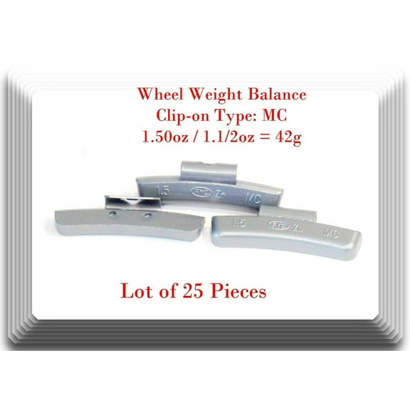 25 Pcs CLIP-ON Wheel Weight Balance MC Type 1.50oz 42g For All Type Alloy Rims