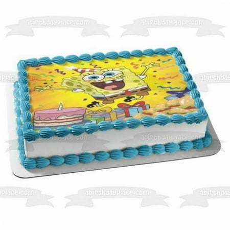 Spongebob Birthday Party Edible Image Cake Topper For Half Sheet Cake By TNCT