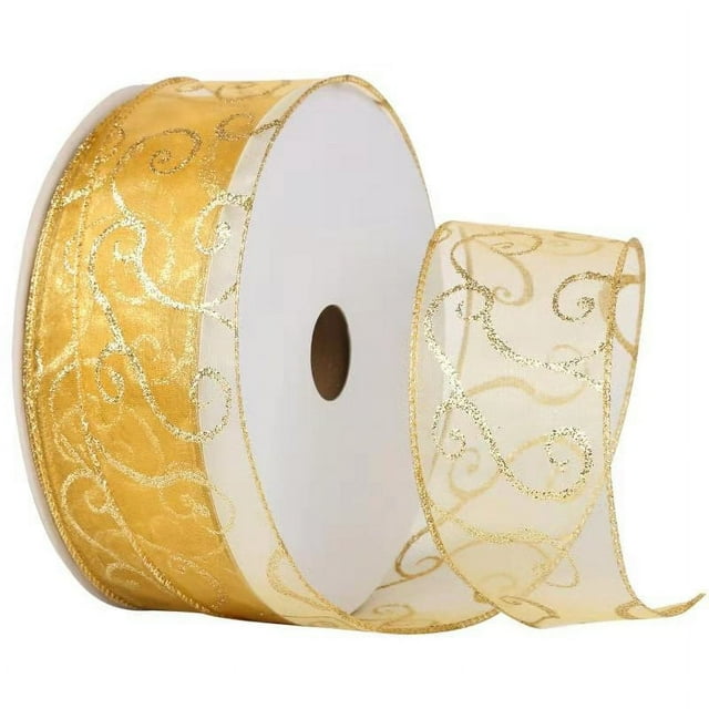 Nvzi Christmas Ribbon, 2.48Inch x 10yards White Snowflake Ribbon Christmas Ribbon for Crafts Making Gift Wrapping Winter Holiday Xmas Decor-Yellow