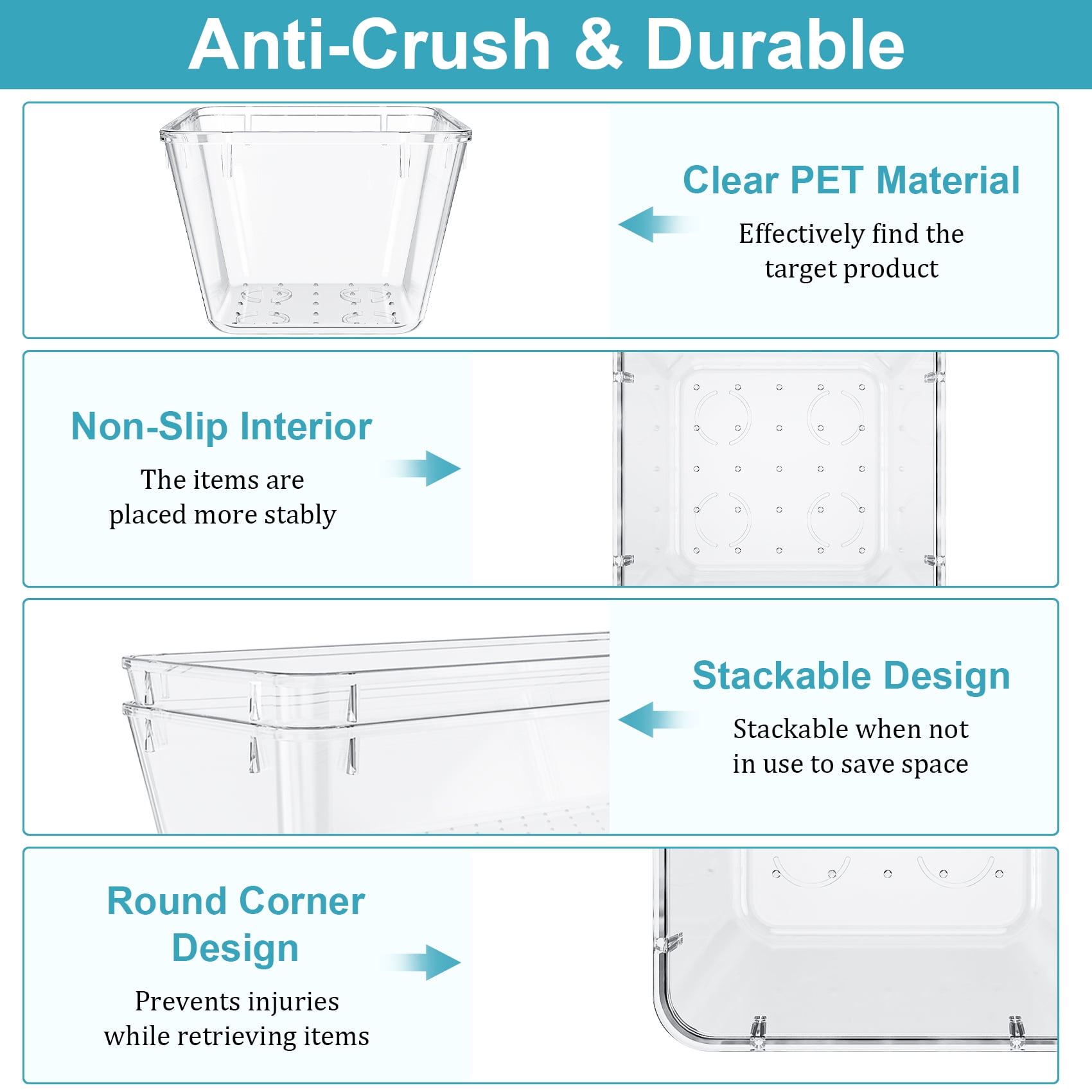 28 PCS Clear Plastic Stackable Drawer Organizer Bins, Multi-Size Drawer Vanity Organizers for Cosmetics, Jewelry Home Storage
