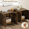 thumbnail image 6 of TROPOW Cat Litter Box Enclosure 55.1" Double Litter Box Furniture Large Cat Box Enclosure Kitty Litter Box for 2 Cats Hidden Cat Litter Cabinet Double Cage with Cat Litter pad Rattan Door,Retro, 6 of 7
