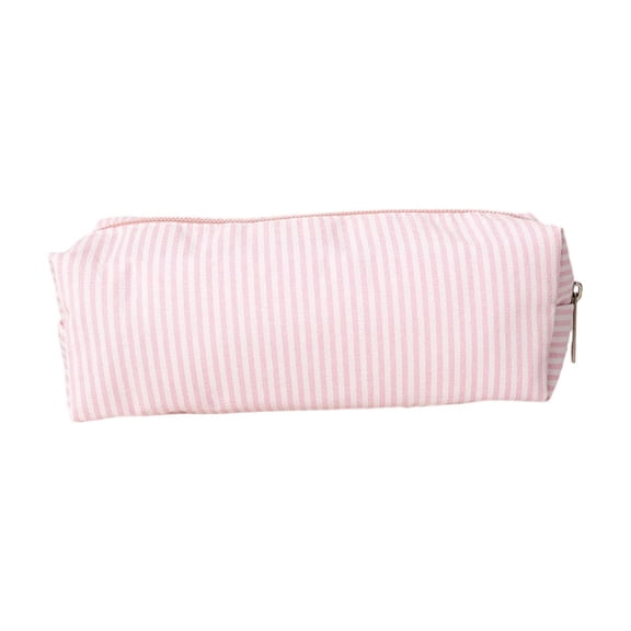 Striped Cloth Pencil Pouch, Multifunctional Makeup Storage Bag, Student Office Stationery Organizer, Pink, 7.87x2.76x2.36 Inches