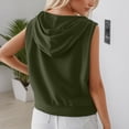 thumbnail image 6 of DHFJKG Women Hooded Vest Solid Color Lightweight Breathable Running Sleeveless Drawstring Pullover For Fitness Sports Outdoor Activities Round Neck For Athletic Relaxed Fit Tops, 6 of 7