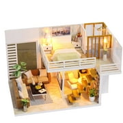 Miniature Super Mini Size Doll House Model Building Kits Wooden Furniture Toys DIY Dollhouse Girl Bedroom Simple and Elegant
