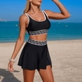 thumbnail image 4 of Hduncf Women's 2 Piece High Waisted Bikini Sets Square Neck Swim Suits Color Block Skirted Bathing Suit Swim Skirt Swimwear Black L, 4 of 6