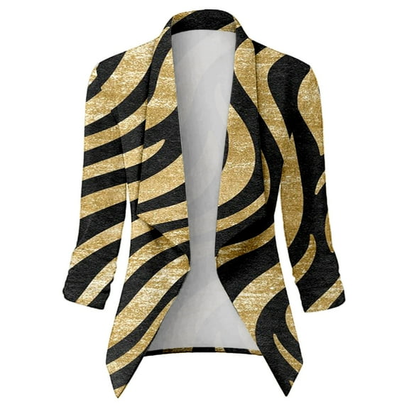 Akiihool Blazers for Women Business Casual Plus Size Women's Casual Work Fitted Jacket Casual Office Cropped Blazer (Gold,M)