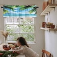 thumbnail image 6 of nqOlkjepod Beach Ocean Waves Farmhouse Short Window Curtain Valances, Summer Tropical Palm Tree Leaves Rod Pocket Kitchen Valances for Living Room Bedroom Bathroom Cafe, 1 Panel - 42" x 18", 6 of 8