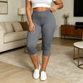 thumbnail image 5 of Hueook 3x Capris For Women Fashion Athleisure Women's Plus Size Yoga Pants Capris Solid Color Elastic Waist Gray 5X, 5 of 8