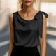 thumbnail image 2 of Tops Casuales sin Mangas para las Mujeres Elegante Satén Encaje Blusa, Tanque de Verano de Color Sólido para el Uso Diario, 2 of 7
