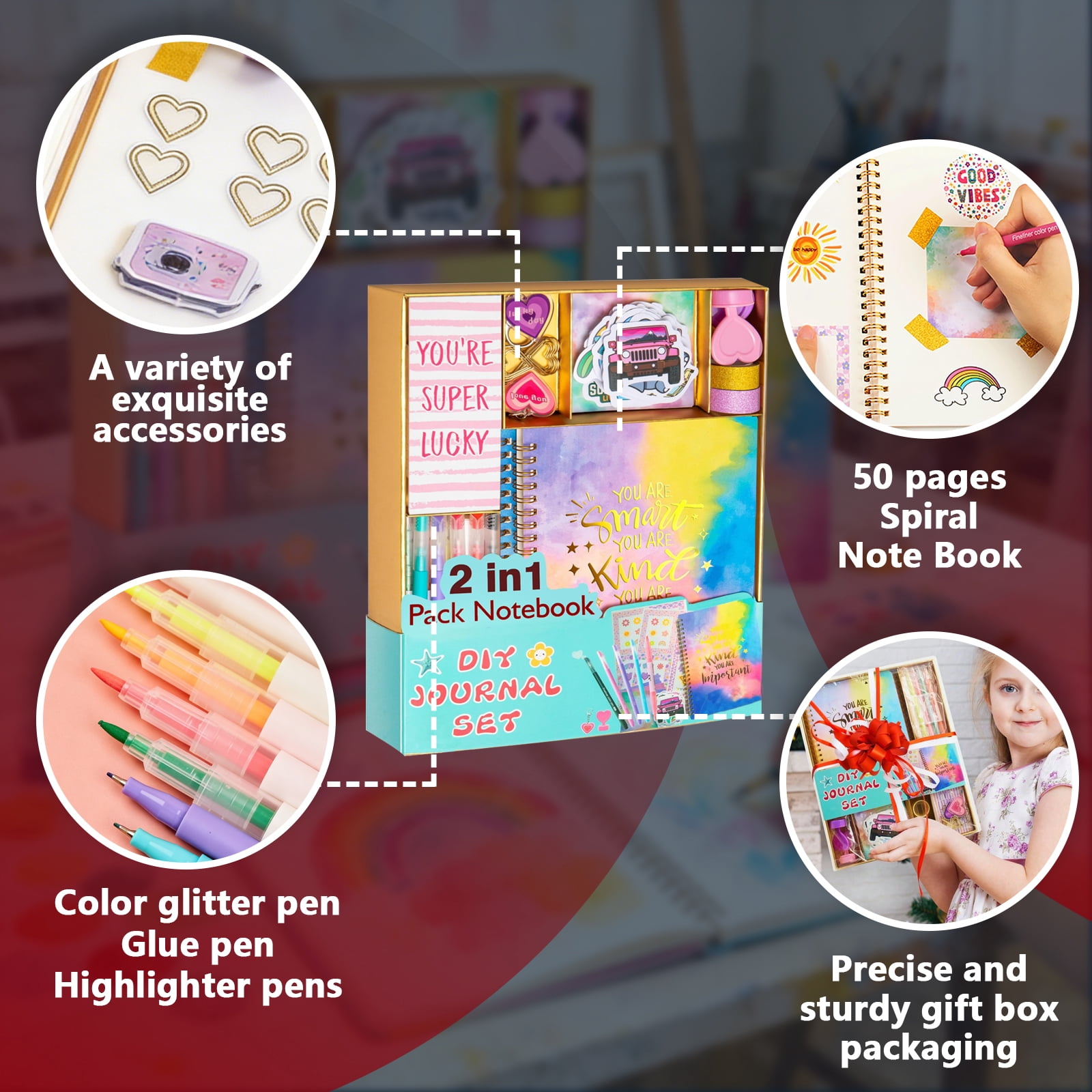 Arcticwind DIY Journal Kit for Cool Birthday Gifts Ideas for Fun Stationery Set with Stickers Cute Art & Crafts Kits Scrapbook & Diary Supplies Set Gifts