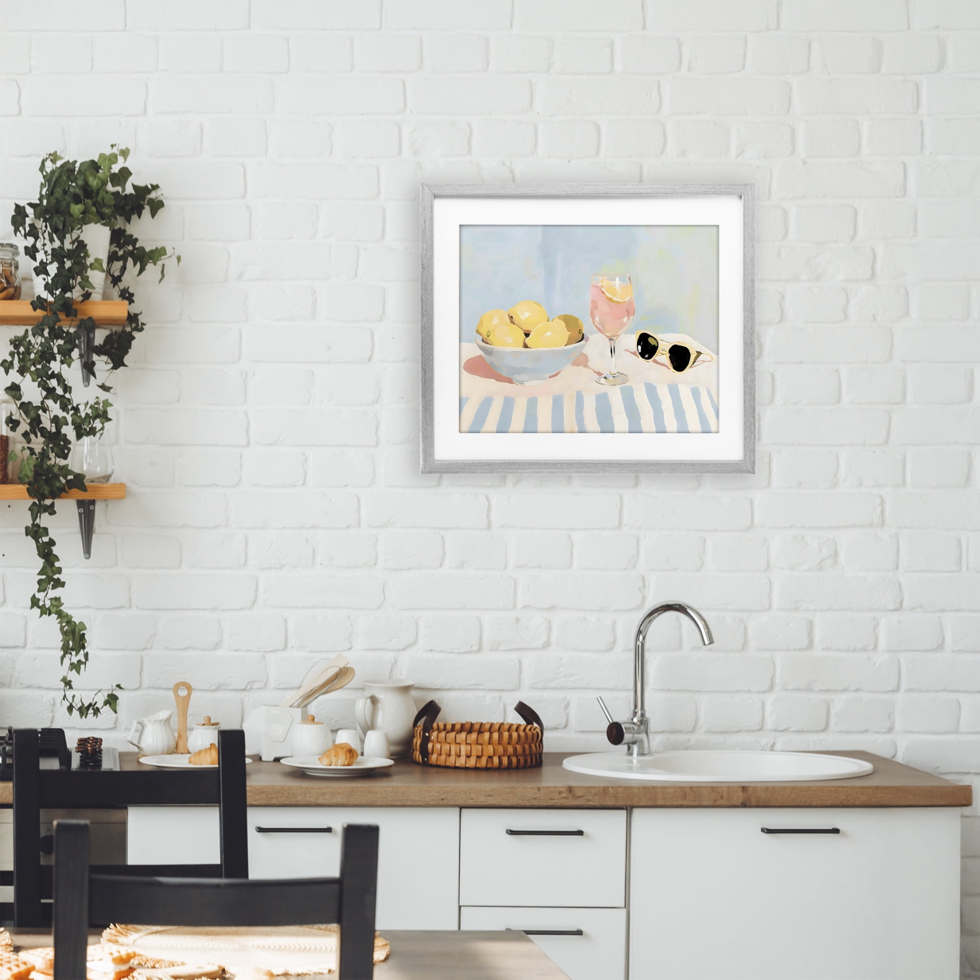 Stupell Industries Aperol & Summer Lemons Gray Framed Print Under Glass, design by Sisi and Seb