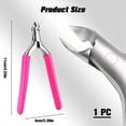 thumbnail image 2 of Alicates profesionales para cutículas con mango de silicona antideslizante, recortador de acero inoxidable de 3/4 de pulgada de punta afilada, color rojo rosa., 2 of 5