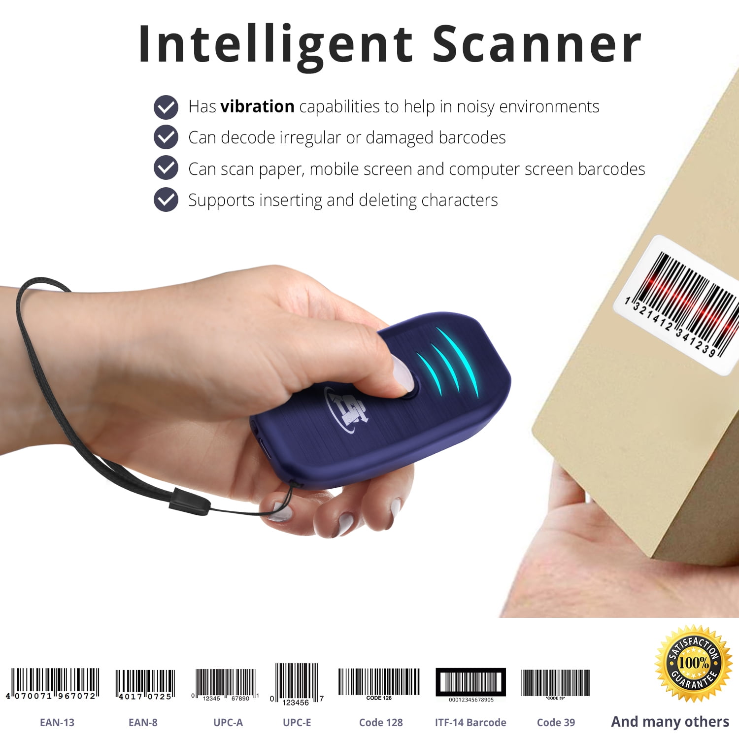 ScanAvenger SA1000 1D Wireless Barcode Scanner - Bluetooth, Wi-Fi, USB, Rechargeable Handheld