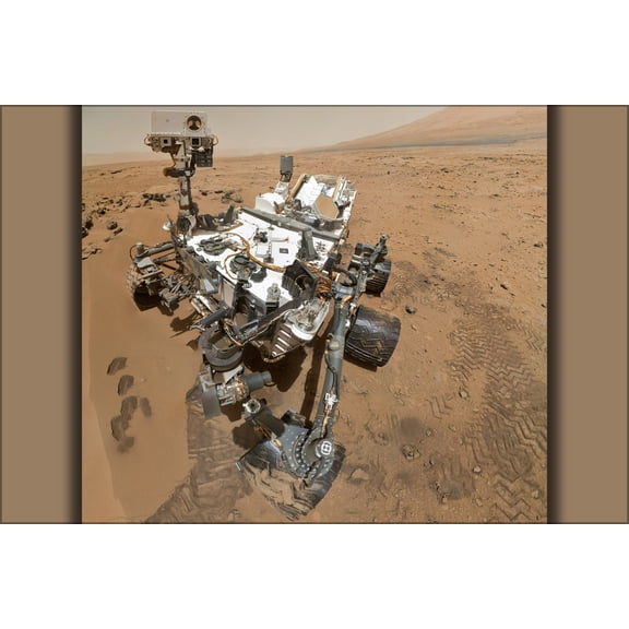 24"x36" Gallery Poster, Self-Portrait by Curiosity Rover Arm Camera on planet mars