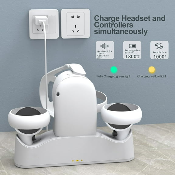 Magnetic Charging Dock Set for Quest 2, All in One Fast Charging Station USB C Charger Stand for Oculus Quest 2 Controller Holder