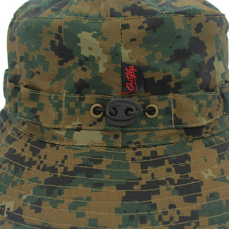 Camouflage Boonie Hat Ripstop Bucket Hat with Chin Strap for Sports Hunting  Fishing Sun Protection (Coffee Camouflage No.2）