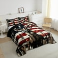 thumbnail image 3 of Manfei American Flag Print Full Size Comforter Sets,Jungle Wildlife Elk Bedding Comforter Set,Red Blue Brown Bedding Sets For Girls Boys,Luxury Bedroom Decor Reversible,3-Piece, 3 of 8