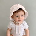 thumbnail image 2 of Xijirk Baby Ruffled Brim Sun Hat Soft Organic Upf 50 Plus with Adjustable Chin Strap Gentle Cozy Headwear for Outdoor Play and Beach Travel,Beige,6 Months-2 Years, 2 of 4