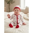 thumbnail image 6 of BemeyourBBs Newborn Baby Boy Girl 4th of July Outfit Patriot Independent Day Footed Romper with Hat Set Flag Firework Print Zip Up Long Sleeve Footie Jumpsuit Baby Spring Fall Summer Winter Clothes, 6 of 9