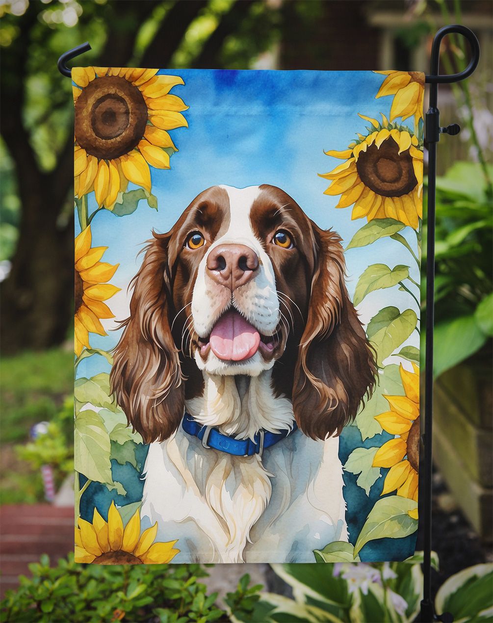 English Springer Spaniel in Sunflowers Garden Flag Mailbox Flag Decorative Yard Flag Banner Outside Patio Artwork Yard Flower Beds  Garden Size  Multicolor