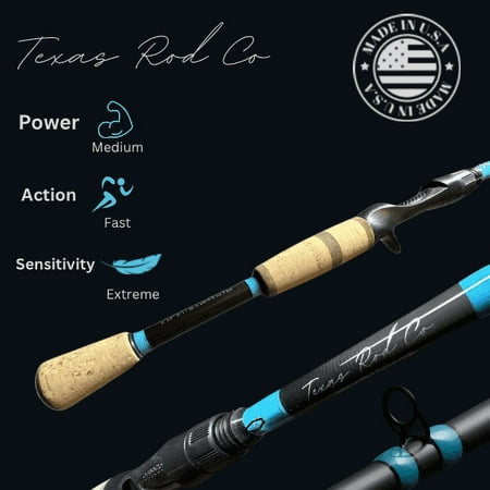 Texas Rod Co - 6 10 Carbon Fiber Casting Fishing Rod Medium Fast