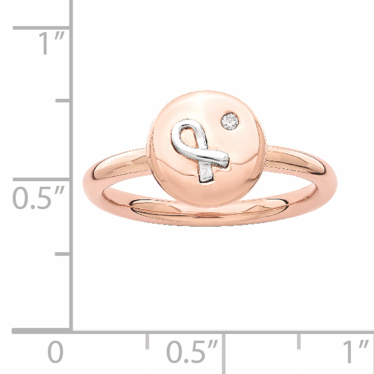 Diamond Sterling Silver 14kt Rose- and White-Plated Ring