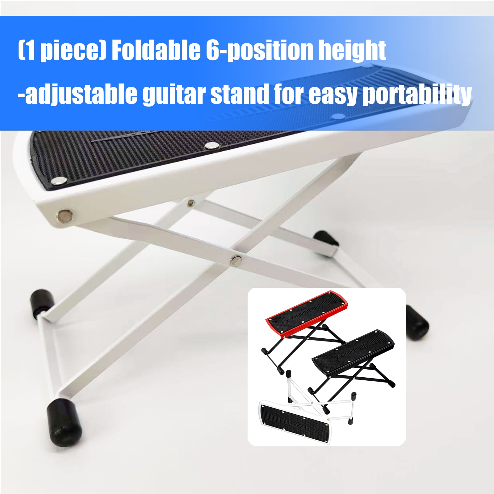 Portable Fold Up Guitar Stool 6 Height Settings Steel Reinforcement Rubber Grips Design For Musicians On The Go