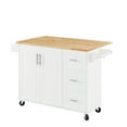 thumbnail image 5 of Kitchen Island Cart With Foldable Drop Leaf And Classified Storage, White Rolling Drawer 3 Large Drawers, Countertop In, 5 of 6