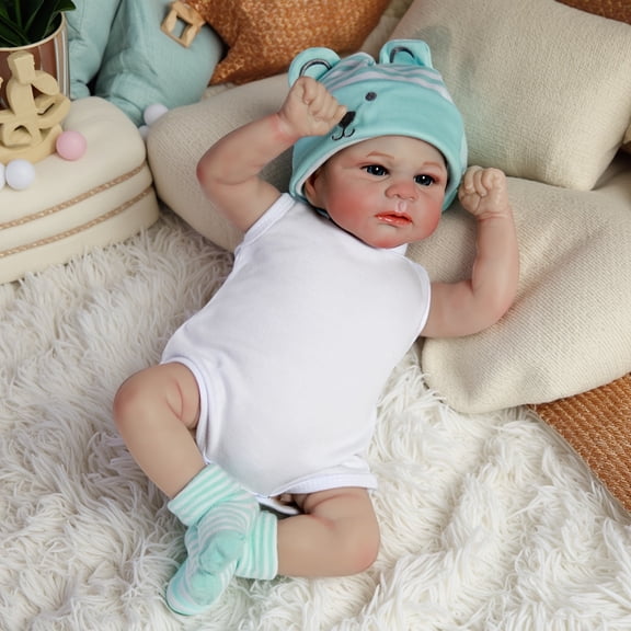 16INCH Realistic Reborn Baby Dolls Vinyl Silicone Handmade Real Newborn Boy Doll Kids Gift
