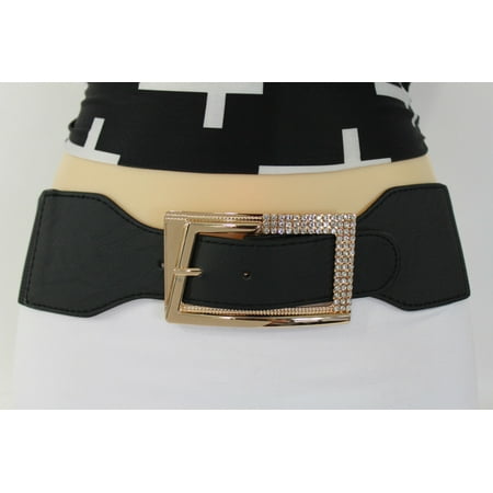 Alwaystyle4you - New Women Tie Belt Black Hip Waist Big Gold Buckle Plus Size M L - www.ermes-unice.fr