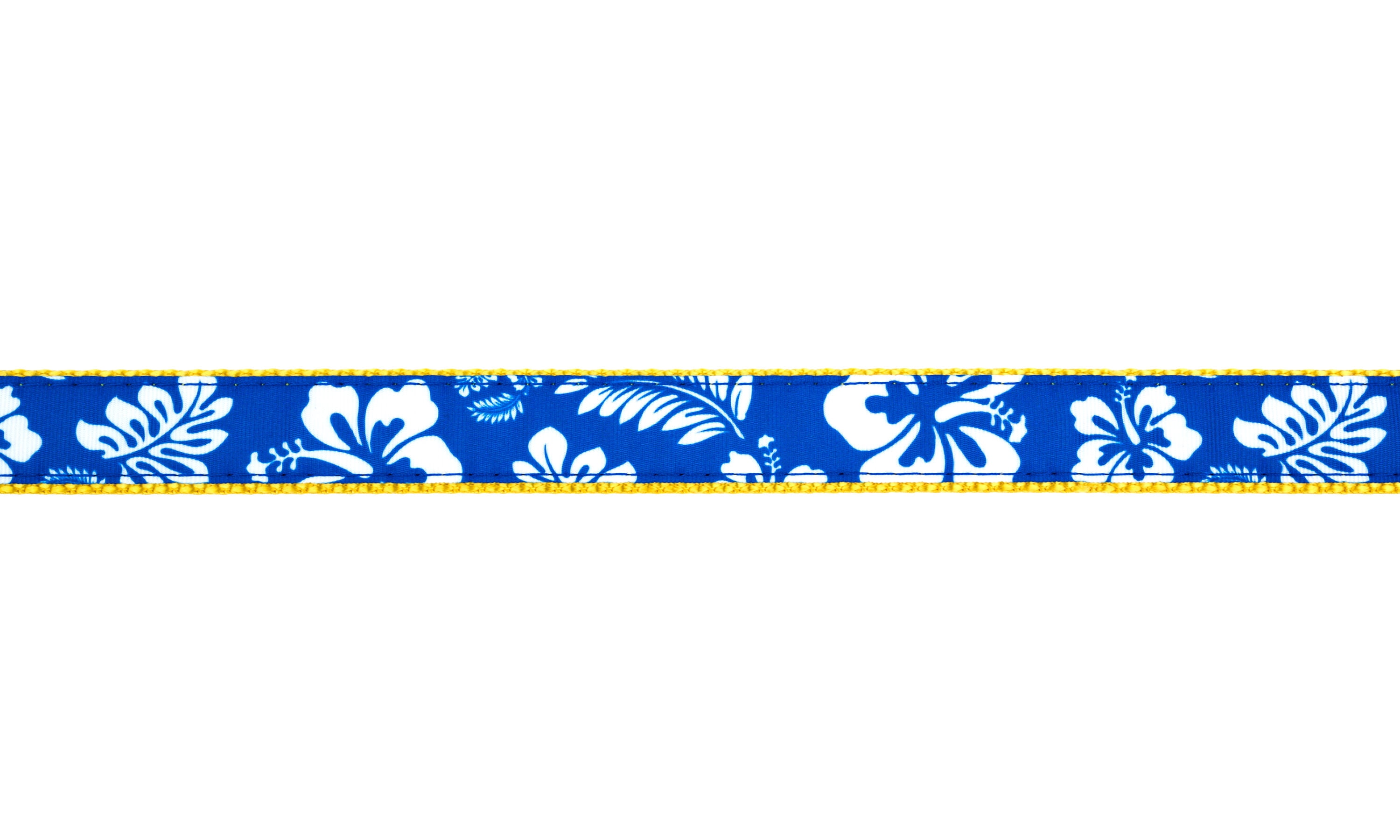 Country Brook Design - Royal Blue Hawaiian on Gold Nylon Webbing (1 Inch, 20 Yards)