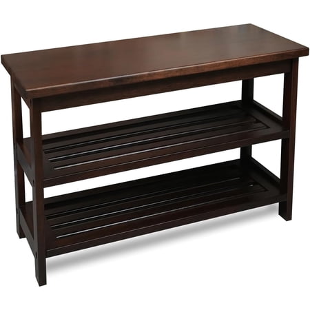 CONSDAN Shoe Bench Rack for Entryway, USA Grown Hickory Shoe Rack Bench, Wooden Bench with Shoe Storage for Entryway, Entrance Hallway, Bedroom, Living Room, 3-Tier, Standard