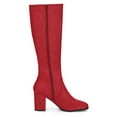 thumbnail image 4 of BLISSFUL STEP Women's Knee High Boots Side Zipper Faux Suede Block Chunky Heels Red 9, 4 of 8